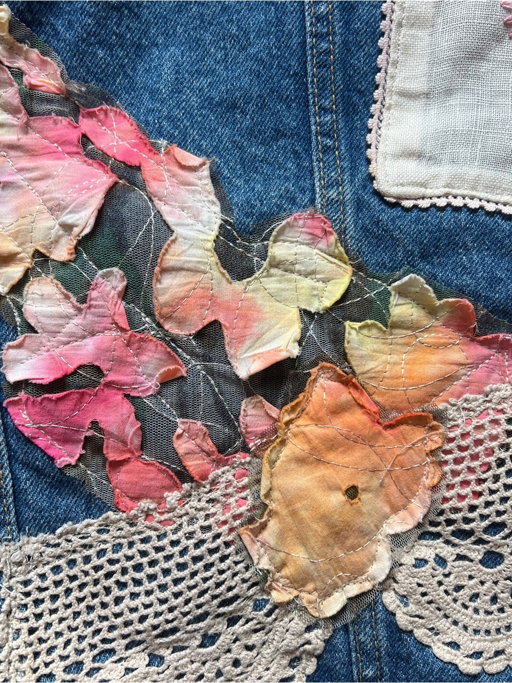 Vintage 80s 90s Custom Upcycled Levi’s Denim Trucker Jacket M/L USA patch ooak - Picture 14 of 14